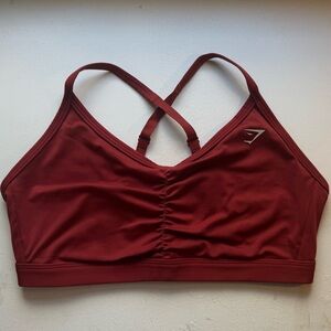 Gymshark Rosewood Red RUCHED SPORTS BRA
